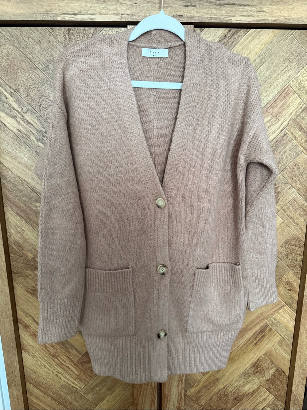 Elodie Dusty Rose Long Button Cardigan